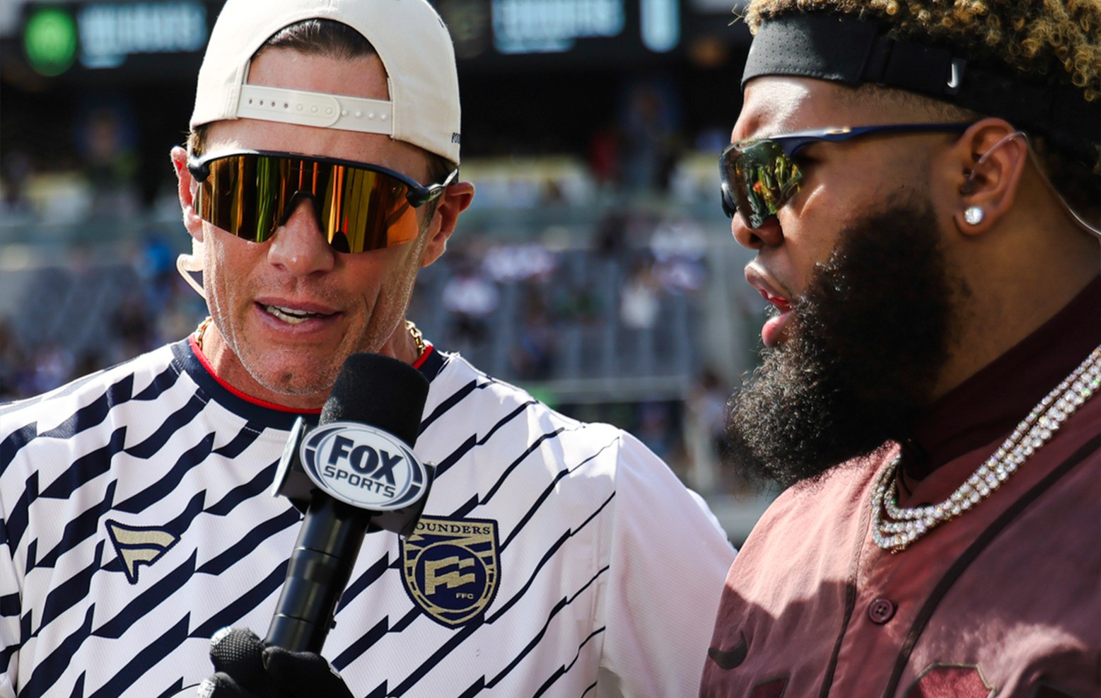 On-field FOX Sports interview at the Fanatics Flag Football Classic